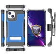 thumbnail image 3 of Tri-Shield Combination for iPhone 13 Case, Nakedcellphone [Military Grade] Rugged Cover with Metal Kickstand [Includes Wrist Strap Lanyard + Belt Clip Holster] - Blue, 3 of 10