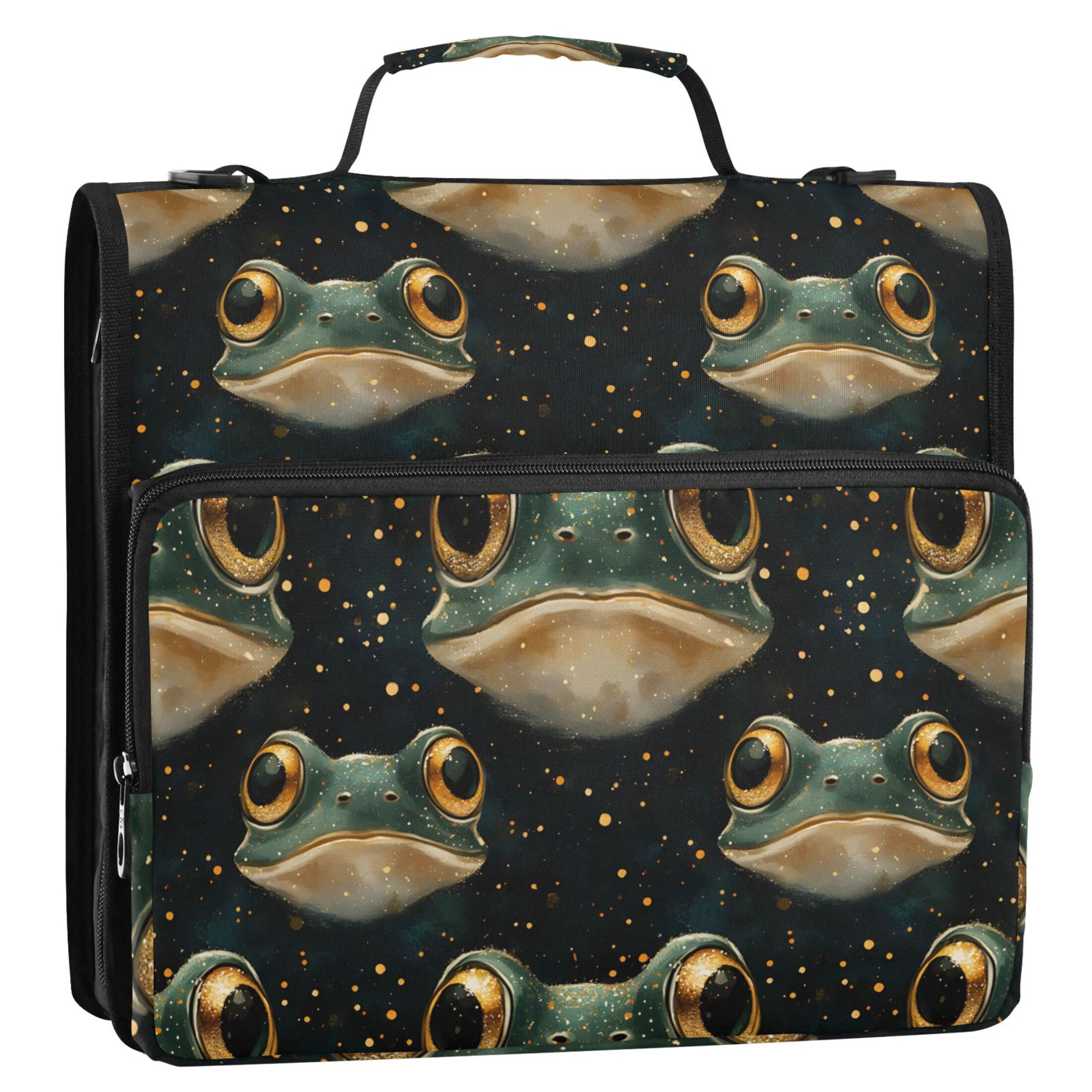 ALAZA Zipper Binder Frogs 3 Ring Trapper Keeper File Folder Organizer Bag