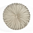 thumbnail image 3 of Lush Decor Round Pleated Soft Velvet Decorative Throw Pillow - 15 Inch Diameter, White, 3 of 11