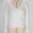 thumbnail image 4 of XPMWRP Women's Wraps Knit Solid Color Sweatshirts Long Sleeves V Neck Pullover Cable Crochet Fall Winter Casual Sweatshirt White XL, 4 of 7