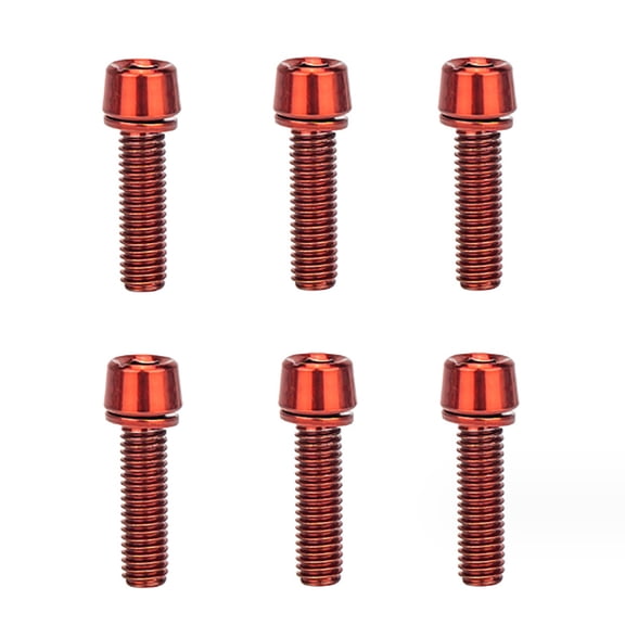 6 Pcs Bicycles Stem Screw Bike Stem Bolts Tapered Head Bolts Screws with Washers Bike Steering Handlebar Parts