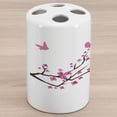 thumbnail image 1 of Floral Ceramic Toothbrush Holder, Japanese Minimalist Cherry Blossoms Branch Birds Silhouette Abstract Pattern, Decorative Versatile Countertop for Bathroom, 4.5" X 2.7", Pale Fuchsia Pink, 1 of 4