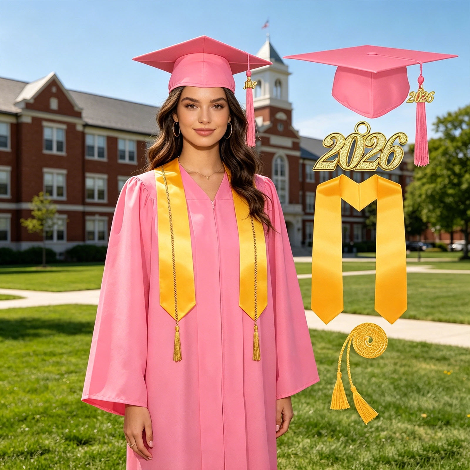 MKOSPLRT 5-22Y Matte Graduation Cap and Gown 2026 Set with Tassel Adult Unisex Kids High School College Bachelor Robe Outfits
