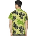 thumbnail image 2 of Stylore Hawaiian Shirt for Men Short-Sleeve Button-Down Shadow Hibiscus Green Black 3XL, 2 of 6