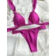 thumbnail image 4 of Bikini blanco liso con tirantes para mujer, traje de baño con cuello Halter, Push Up, cintura baja, 2024, 4 of 5