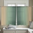 thumbnail image 5 of Deep Green Khaki Ombre Semi Sheer Window Curtains 54 Inches Long, Modern Abstract Art Gradient Rod Pocket Voile Silky Chiffon Curtain Treatment Drapes for Kitchen, Living Room, 52"x54", 2 Panels, 5 of 9
