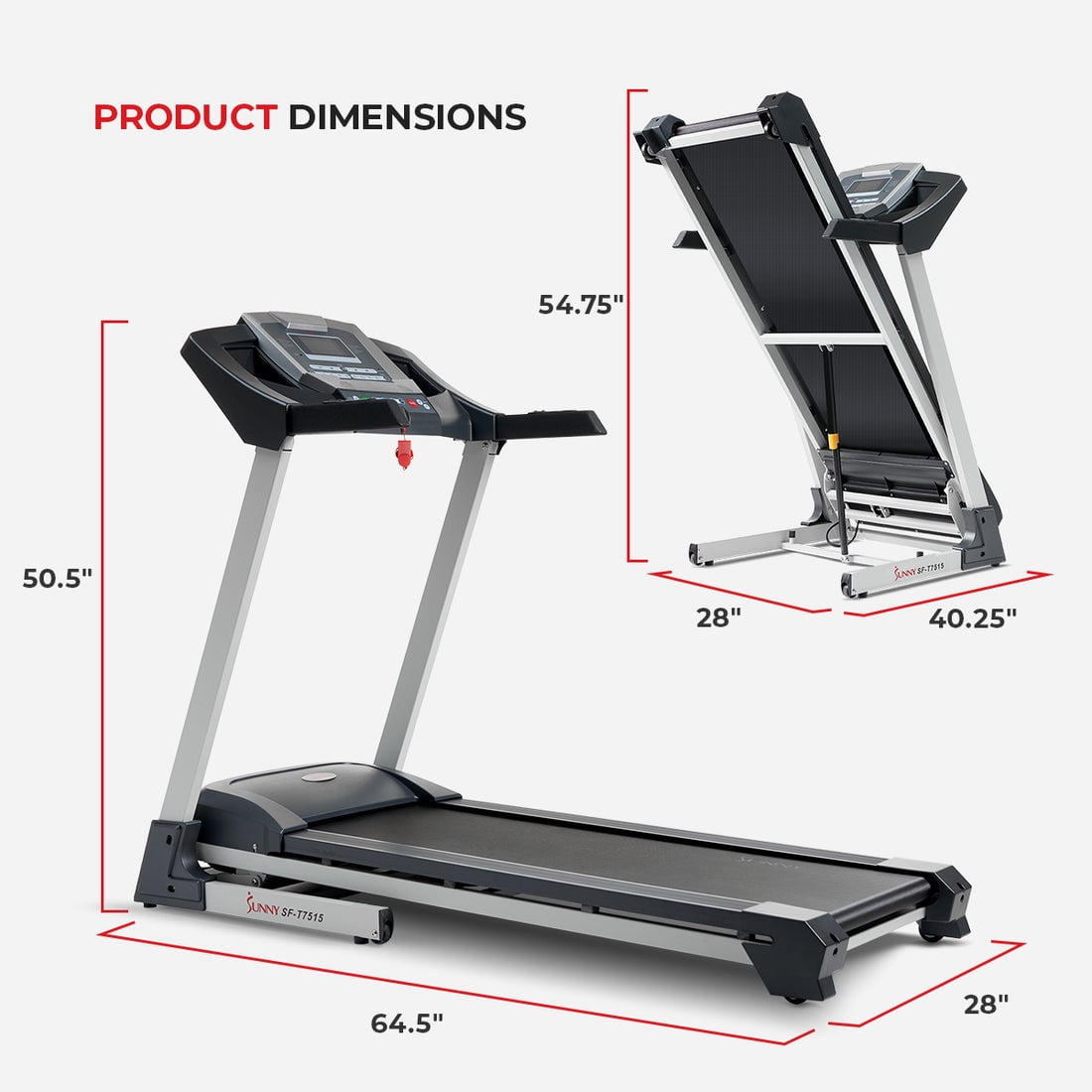Sunny Health & Fitness Double Deck Treadmill w Auto Incline & Free SunnyFit App - SF-T7515