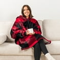 thumbnail image 3 of PAVILIA Blanket Hoodie for Women Red, Sherpa Wearable Blanket Men, Cozy Oversized Sweatshirt Blanket, Warm Fleece Hooded Blanket Sweater with Sleeves and Two Big Pocket, Plaid Red, 3 of 9