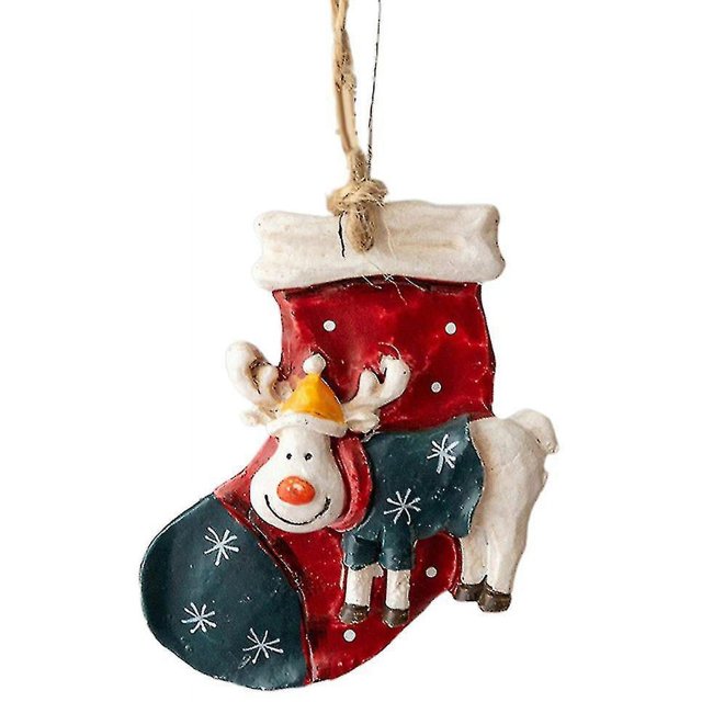 Décorations de Noël Rétro Poney Bas de Noël Ornements Pendentif Arbre 1 Pce-Rouge