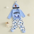 thumbnail image 2 of UAYOTSE Baby Boys 3‑Piece Clothing Set, Long‑Sleeve Top, Printed Trousers and Matching Hat, Soft Warm Outfit for Infant Cool‑Season Daily Use Size 0-3 Months, 2 of 8