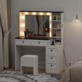 thumbnail image 5 of Makeup Vanity Desk with LED Lighted Mirror,Large Vanity Desk With 5 Drawers And Shelves,Vanity Table Set With  USB Ports & Outlets For Bedroom,, 5 of 6