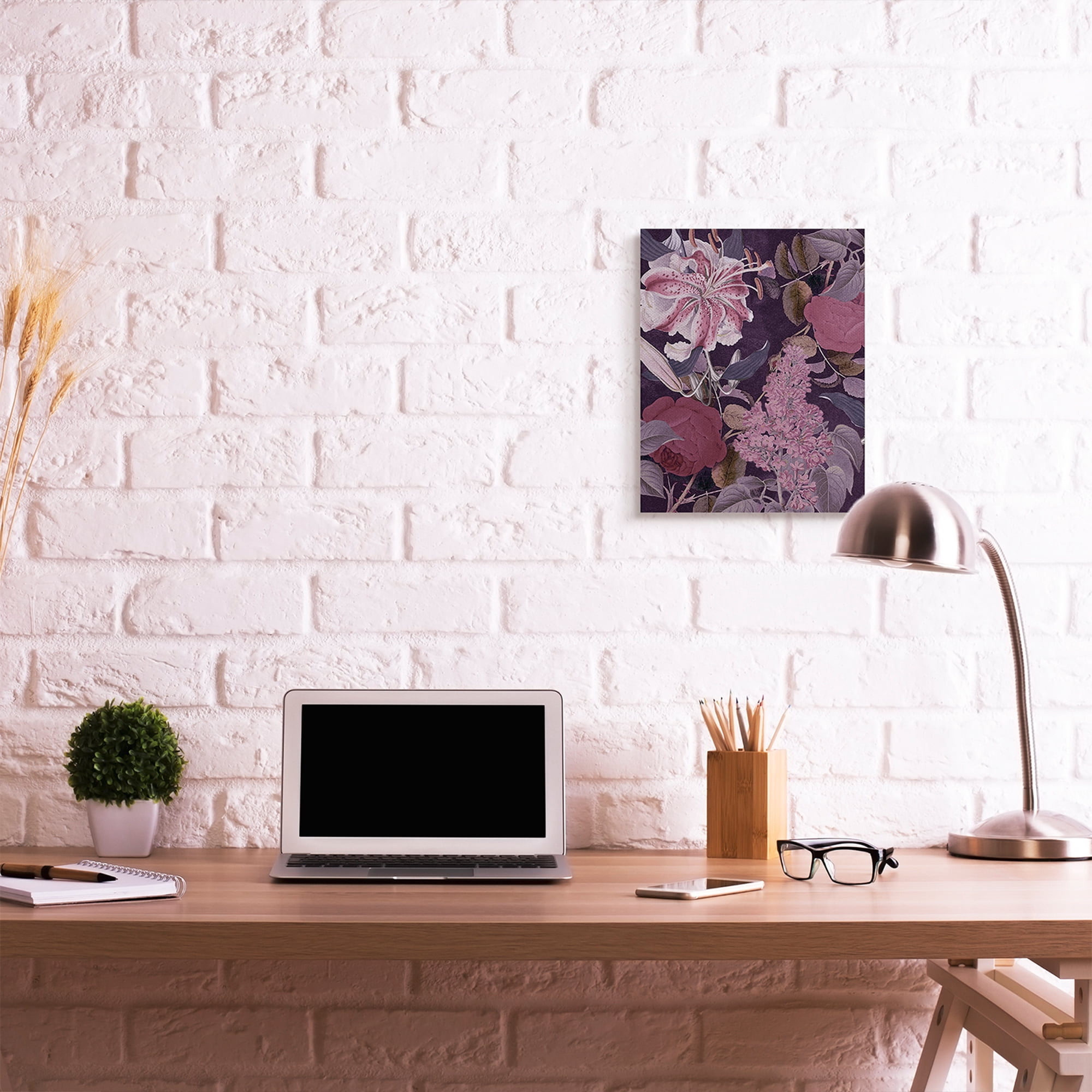 Stupell Industries Vintage Purple Bohemian Floral Illustration Canvas Wall Art by Daphne Polselli