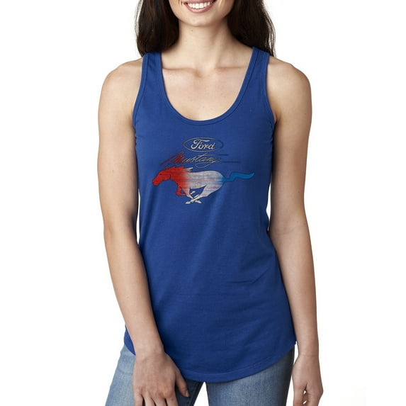 Wild Bobby, Classic Ford Mustang Car Logo, Cars and Trucks, Ladies Racerback Tank Top, Royal, Small