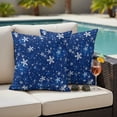 thumbnail image 5 of Blue Snowflake Christmas Outdoor Pillow Covers 20"x20" Set of 2, Waterproof Throw Pillow Covers for Patio Furniture, Winter Xmas Snowflake Decorative Cushion Pillowcases for Garden Porch Couch Sofa, 5 of 9