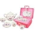 thumbnail image 2 of Jewelkeeper Juego de Té de Porcelana para Niñas con Cesta de Picnic Rosa, Diseño Floral, 13, 2 of 2