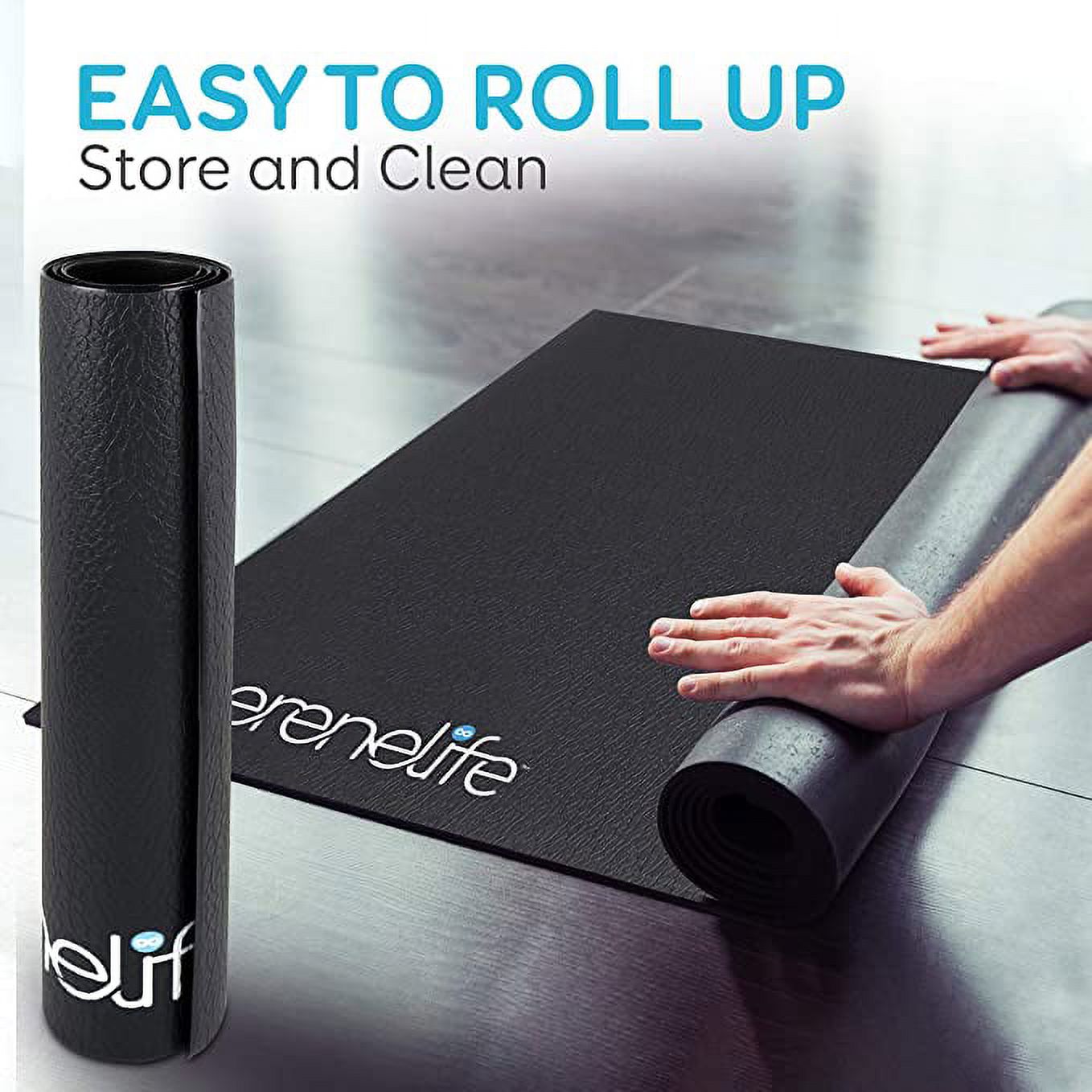 SereneLife Elliptical Fitness Exercise Equipment Mat Durable with Non-Slip Texture