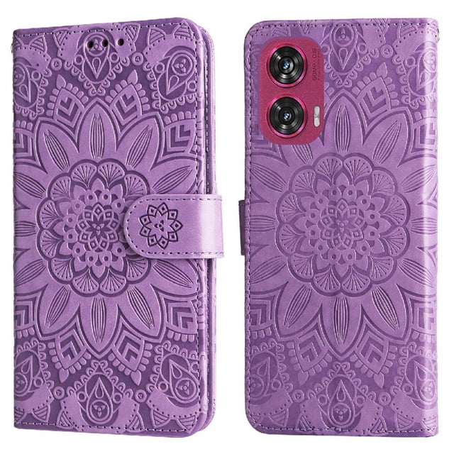 Funda tipo cartera GANGXUN para Motorola Edge 50 Fusion , diseño girasol, cuero PU, soporte, cierre magnético, tarjetero