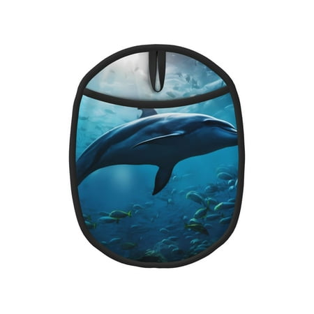 

Tebeau Ocean Dolphin Fish School Print Silicone Pot Holders Multi-Purpose Hot Pads for Kitchen Trivets Potholders Oven Mitts for Baking Cooking Hot Dishes Pans Heat Resistant