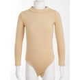 thumbnail image 3 of Zaldita Kids Girls Ballet Dance Gymnastics Fleece Leotard Long Sleeve Nude Bodysuit Athletic Biketard Top Mock Neck 12-13, 3 of 7