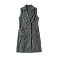 thumbnail image 2 of BXJX Womens Corduroy Vests, Mid-length Button Down Sleeveless Lapel Collar Fall Outerwear with Pockets Gray Size S-2XL, 2 of 8