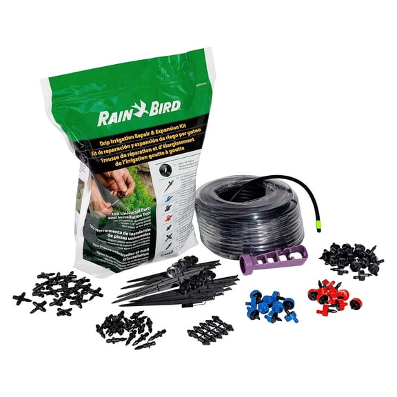 Rain Bird Drip Irrigation Repair and Expansion Kit DRIPPAILQ - Pressure Compensating - 112 Piece