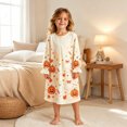 thumbnail image 2 of ZHOGXU Casual Halloween Themed Long Sleeve O Neck Robe Pumpkin Printed Ruffle Sleeve Kids Girls Loungewear Bedtime Comfortable, 2 of 5
