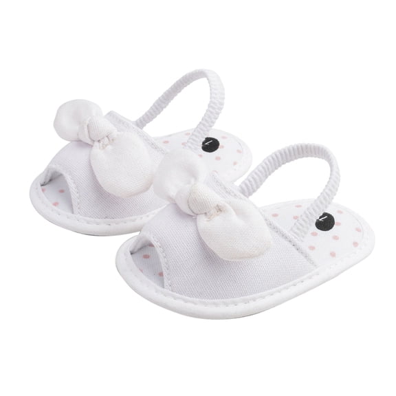 Infant Baby Girls Summer Bow Knot Sandals with Flower Soft Sole Newborn Toddler First Walker Crib Dress Non Slip Flats Beach Shoes (6-12 Months, White)