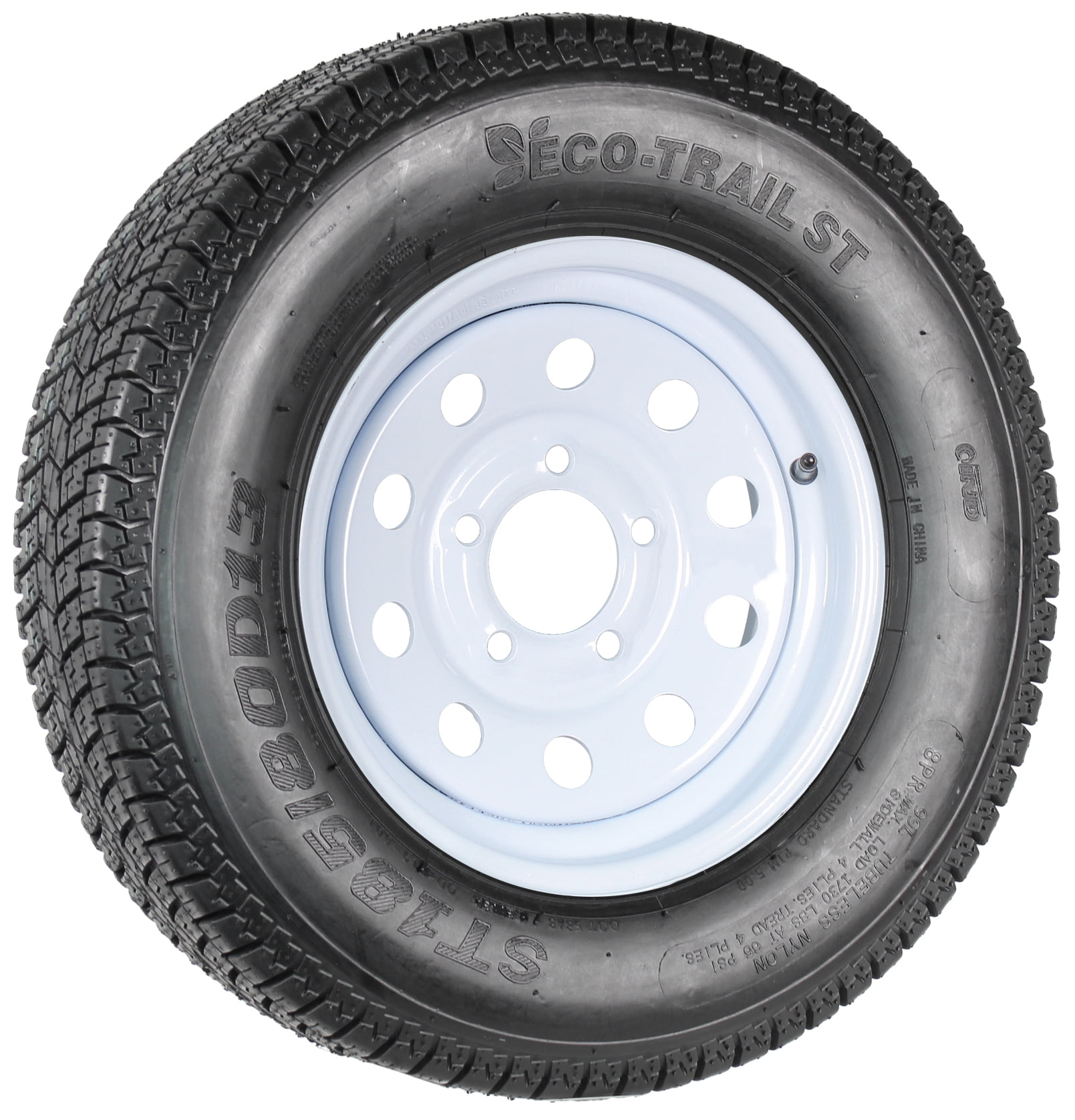 Mounted Trailer Tire On Rim H188 ST185/80D13 13X4.5 5-4.5 White Modular 12 Inch Vs 13 Inch Trailer Tires