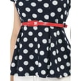 thumbnail image 6 of Allegra K Women's Short Sleeves Belt Polka Dots Round Neck Peplum Tops, 6 of 6