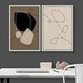 thumbnail image 3 of IDEA4WALL Framed Canvas Print Wall Art Brown and Black Polygon and Line Art Collage Abstract Shapes Modern Boho Relax/Calm Chic for Living Room, Bedroom, Office - 24"x36"x2 White, 3 of 5