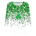 thumbnail image 5 of St. Patrick's Day T-Shirt for Women Clover Graphic Three Quarter Sleeve Crewneck Soft Breathable Fabric Festive Novelty Clothes, 5 of 5