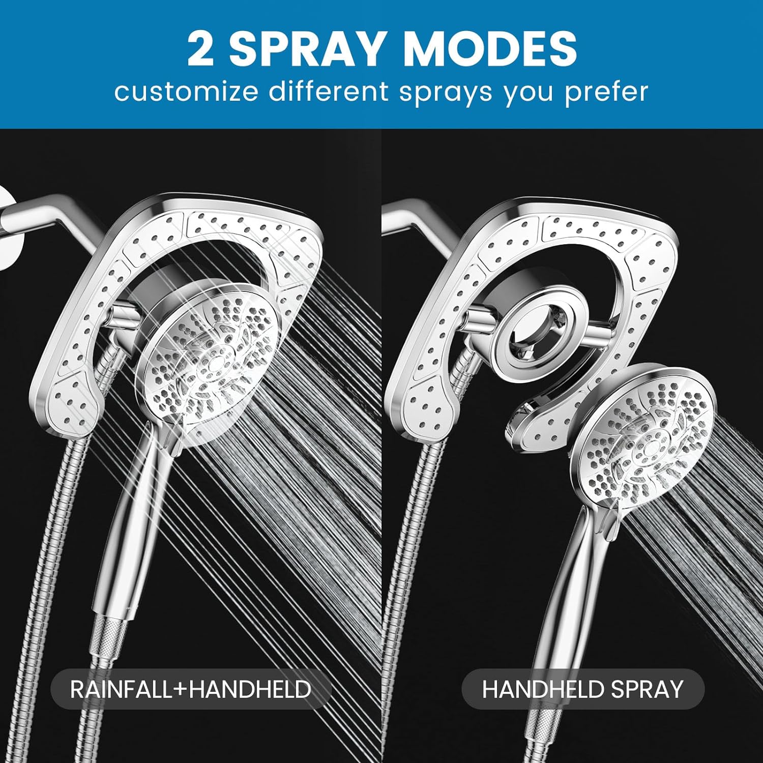 KINGTACK 2-in-1 Rainfall Shower Head with Magnetic Dock photo 3