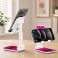 thumbnail image 4 of WIRESTER White Foldable Phone Stand for Desk, Adjustable Portable Cell Phone Holder for iPhone 17, 16, 15, 14 and Android Smartphones - Hot Pink Glitter Sparkle With Black Pink Glitter Leopard, 4 of 6