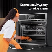 Sunmaki Wall Oven 24 Inch Single Wall Oven, 2.5 Cu. Ft Electric Built-in Convection Oven LED Digital Display Touch Control Timer Alarm Clock Child Lock for Kitchen, Drop Down Door in Stainless Steel