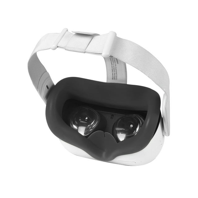 Protector facial de silicona VR para Meta/Oculus Quest 2 Cubierta VR Auriculares a prueba de sudor Almohadillas faciales de repuesto impermeables Accesorios Oculus Quest 2 Negro