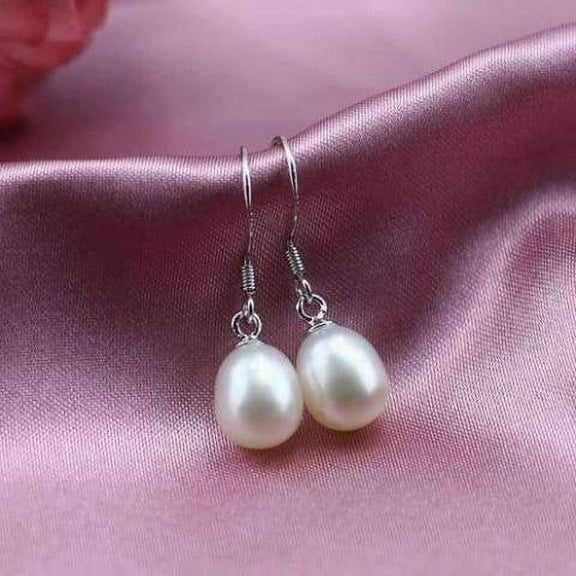 Genuine Freshwater Pearl Drop Hook Sterling Silver Earrings for Woman In White, Light Rose, Lavende Everyday Wear or Special Occasions