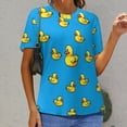 thumbnail image 6 of Rubber Ducks Blue Pattern Women's Short Sleeve T-Shirt Crew Neck Casual Summer Trendy Loose Fit Tops, 6 of 6