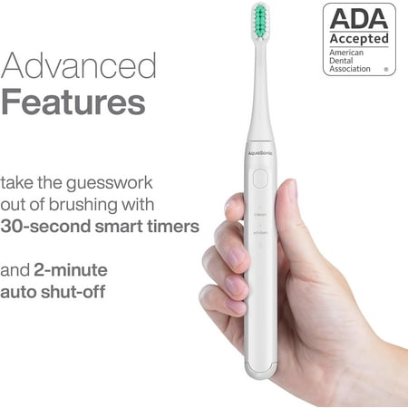 AquaSonic - Icon ADA-Accepted Rechargeable Toothbrush | Magnetic Holder & Slim Travel Case - white