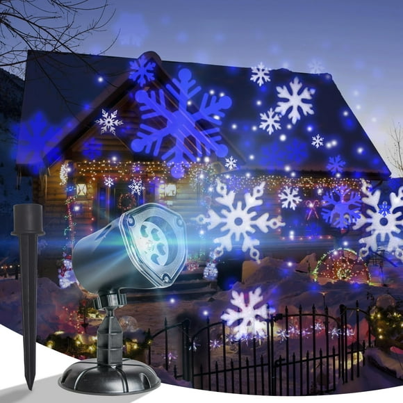 Proyector de luces navideñas con diseño de copos de nieve para exteriores