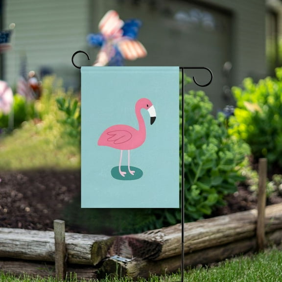 Flamingo in Blue Garden Flag Double Sided Outdoor Banners for Courtyard Outdoor Lawn Farmhouse Holiday Decorations