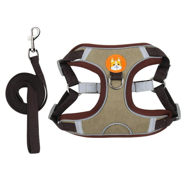 Arnés para perros con ajuste cómodo y correas transpirables y ajustables para pasear. Marrón l