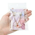 thumbnail image 4 of 1 Bag 50Pcs Rectangle Hot Stamping Cardboard Paper Jewelry Display Cards for Hanging Earring & Necklace with 50Pcs OPP Cellophane Bags Pink Card: 9x6x0.04cm Hole: 1.6mm, 4 of 6