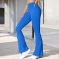 thumbnail image 3 of Women's High Waist Flare Leg Pants with Stretch Fabric - Large, Blue, 3 of 7