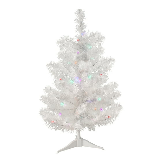 2' Pre-Lit Medium Frosted Artificial Christmas Tree - Multicolor LED Lights