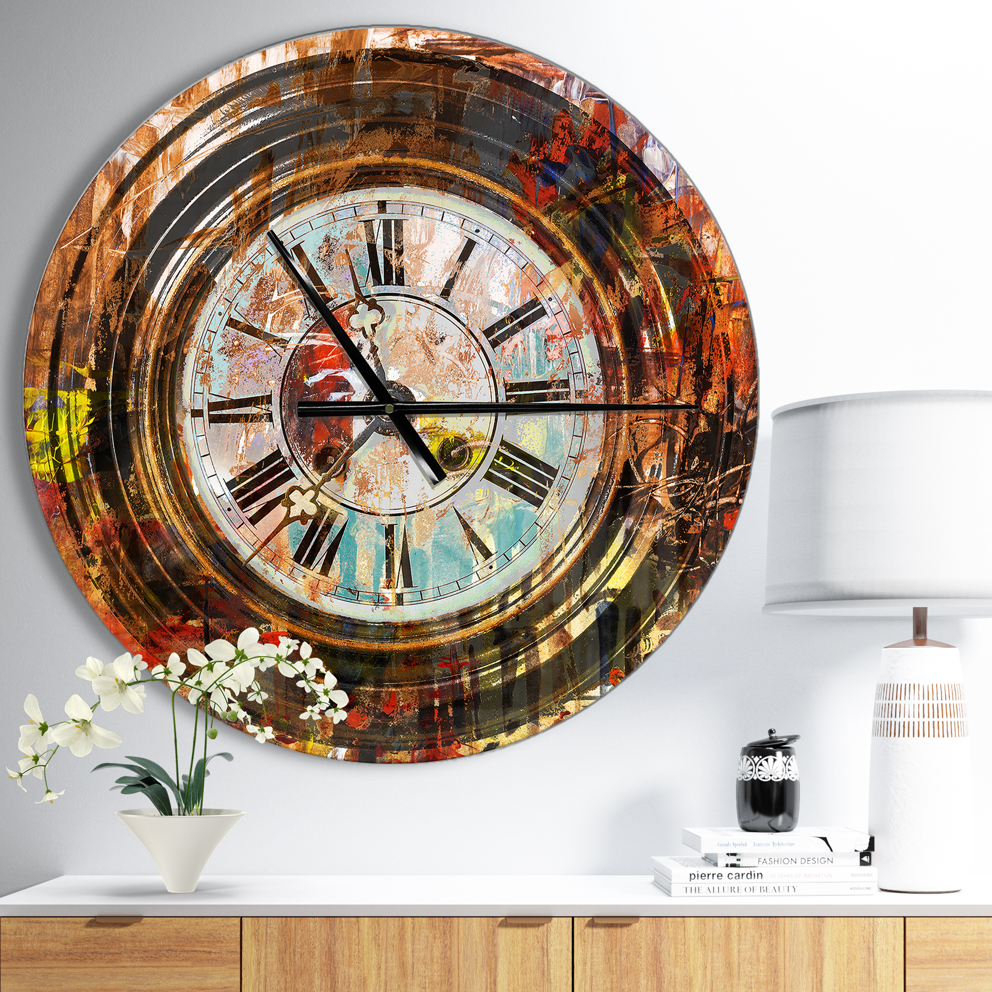 Designart 'People and Time Acrylic Painting ' Industrial wall clock