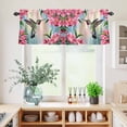 thumbnail image 5 of 3 Piece Kitchen Curtains and Valances Set Hummingbird Cafe Curtains 24 Inch Length Spring Summer Pink Red Flower Leaf Valance & Tier Curtain for Living Room Bedroom Small Window 54"x18"+27"x24"*2, 5 of 6