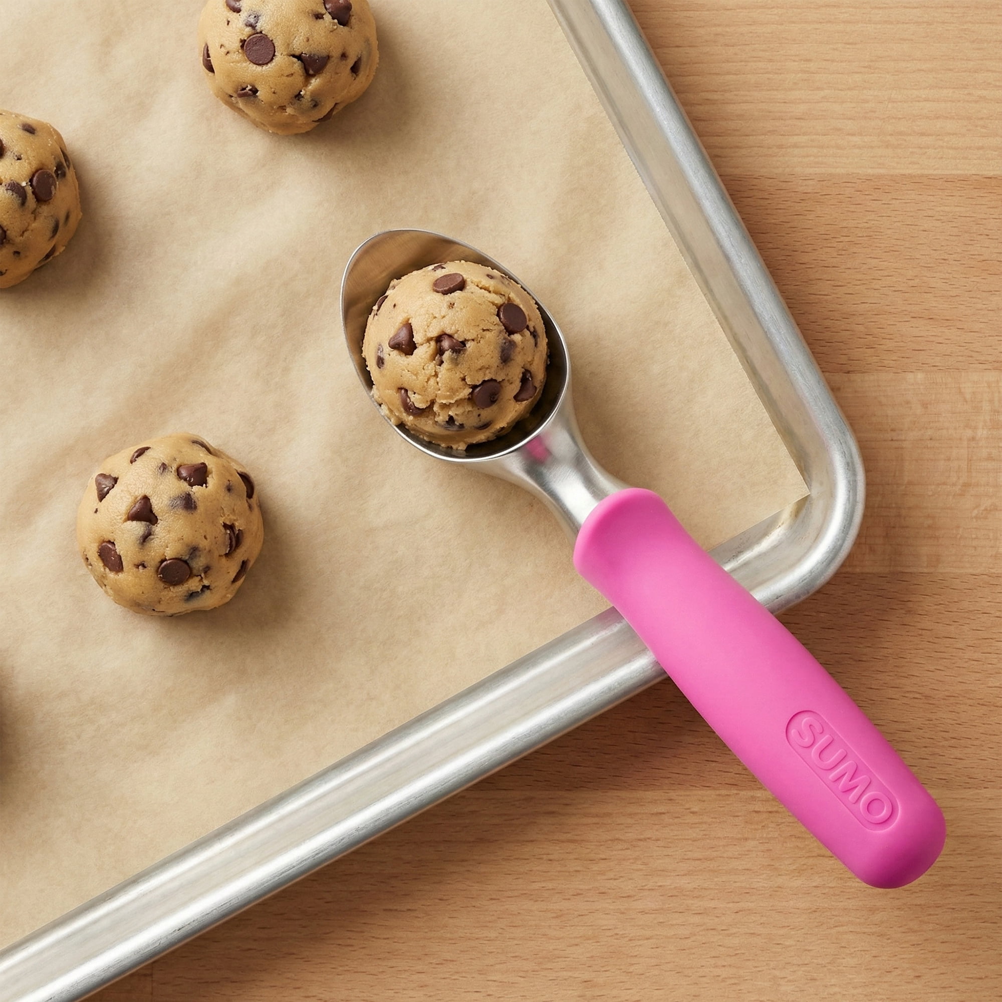 Unique Bargains Stainless Steel Ice Cream Scoop for Easy Use and Clean Pink 8.9in