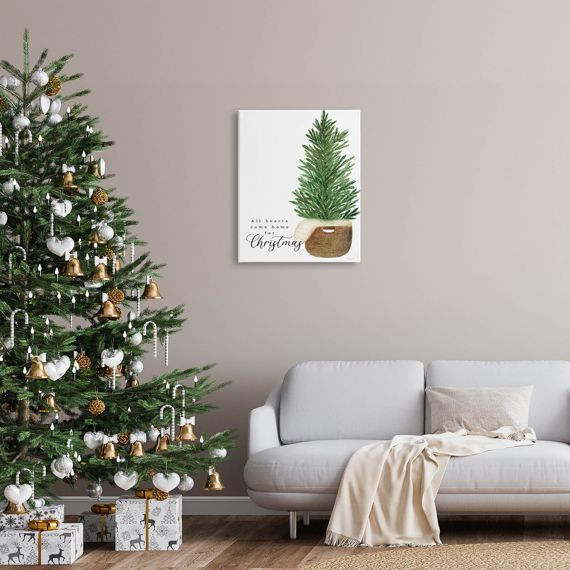 All Hearts Home For Christmas Phrase Holiday Graphic Art Gallery Wrapped Canvas Print Wall Art