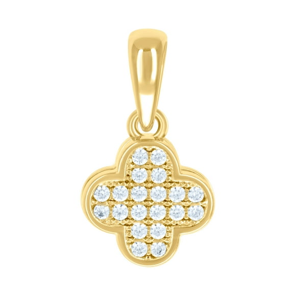 925 Sterling Silver Yellow-tone Womens Cubic Zirconia Clover Goodluck Charm Pendant Necklace 14x8mm Wide Pendant for Wom