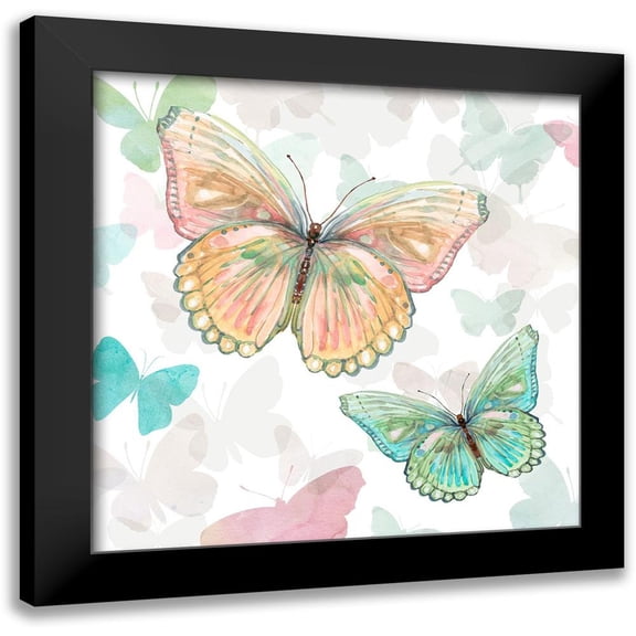 Robinson, Carol 12x12 Black Modern Framed Museum Art Print Titled - Asbury Garden Butterflies I
